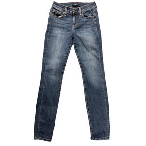 7 For All Mankind Womens Skinny Jeans Medium Wash Blue Denim Squiggle Pocket 25